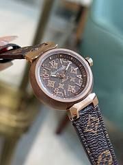 Kitlife Louis Vuitton Tambour Monogram Watch Brown 34mm, Stainless Steel And Rose Gold  - 4