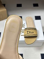 Kitlife Dior Dioriviera Dior Woven Heeled Slide Beige Trench Crocheted Raffia-Effect Technical Fabric - 4