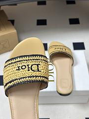 Kitlife Dior Dioriviera Dior Woven Heeled Slide Beige Trench Crocheted Raffia-Effect Technical Fabric - 5