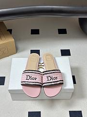 Kitlife Dior Dioriviera Dior Woven Heeled Slide Pink Trench Crocheted Raffia-Effect Technical Fabric - 1