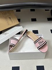 Kitlife Dior Dioriviera Dior Woven Heeled Slide Pink Trench Crocheted Raffia-Effect Technical Fabric - 2