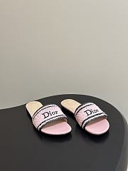 Kitlife Dior Dioriviera Dior Woven Heeled Slide Pink Trench Crocheted Raffia-Effect Technical Fabric - 3