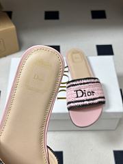 Kitlife Dior Dioriviera Dior Woven Heeled Slide Pink Trench Crocheted Raffia-Effect Technical Fabric - 4