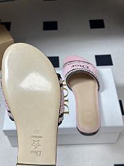 Kitlife Dior Dioriviera Dior Woven Heeled Slide Pink Trench Crocheted Raffia-Effect Technical Fabric - 6