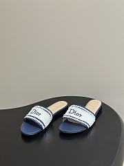 Kitlife Dior Dioriviera Dior Woven Heeled Slide Blue Trench Crocheted Raffia-Effect Technical Fabric  - 6