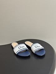 Kitlife Dior Dioriviera Dior Woven Heeled Slide Blue Trench Crocheted Raffia-Effect Technical Fabric  - 5
