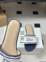 Kitlife Dior Dioriviera Dior Woven Heeled Slide Blue Trench Crocheted Raffia-Effect Technical Fabric  - 3