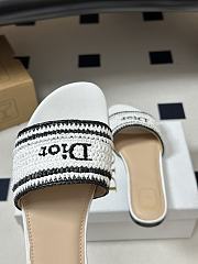 Kitlife Dior Dioriviera Dior Woven Heeled Slide White Trench Crocheted Raffia-Effect Technical Fabric  - 2