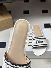 Kitlife Dior Dioriviera Dior Woven Heeled Slide White Trench Crocheted Raffia-Effect Technical Fabric  - 3