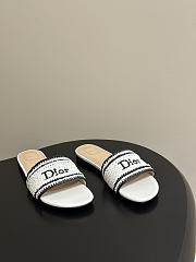 Kitlife Dior Dioriviera Dior Woven Heeled Slide White Trench Crocheted Raffia-Effect Technical Fabric  - 5