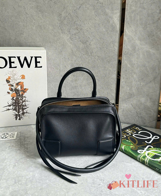 Kitlife Loewe Mini Black Leather Amazona180 Top-handle Bag 24.5x10x18.5cm  - 1