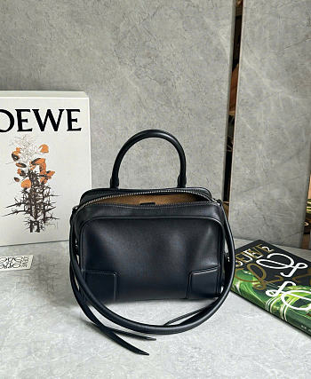 Kitlife Loewe Mini Black Leather Amazona180 Top-handle Bag 24.5x10x18.5cm 