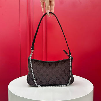 Kitlife Gucci Gossip Small Shoulder Bag Dark Brown GG Canvas 875847 21x11.5x3cm 