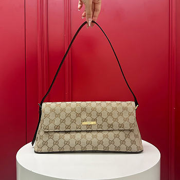 Kitlife Gucci Madison Medium Shoulder Bag Sand & Dark Brown GG Canvas 874744 31x13x11.5cm