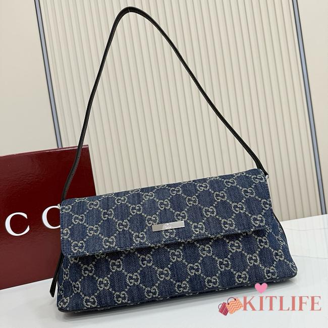 Kitlife Gucci Madison Medium Shoulder Bag Dark Blue Washed Denim 874744 31x13x11.5cm  - 1