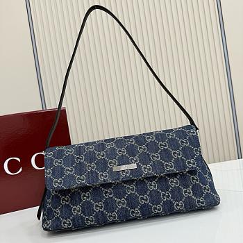 Kitlife Gucci Madison Medium Shoulder Bag Dark Blue Washed Denim 874744 31x13x11.5cm 