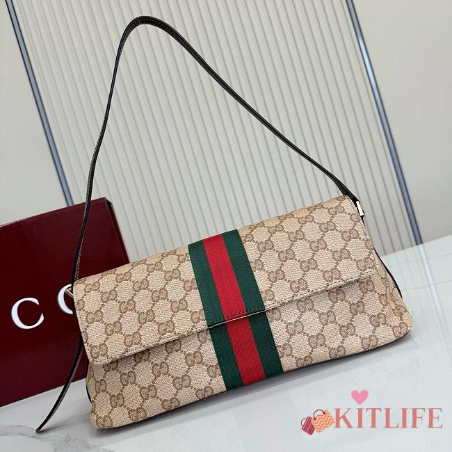 Kitlife Gucci Madison Medium Shoulder Bag Sand & Dark Brown GG Coated 874744 31x13x11.5cm  - 1