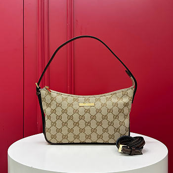 Kitlife Gucci Lady Lunetta Small Shoulder Bag Sand & Dark Brown GG Canvas 874743 22x14x5.5cm  
