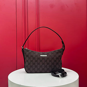 Kitlife Gucci Lady Lunetta Small Shoulder Bag Dark Brown GG Canvas 874743 22x14x5.5cm