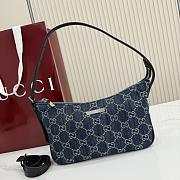 Kitlife Gucci Lady Lunetta Small Shoulder Bag Dark Blue Washed GG Denim 874743 22x14x5.5cm  - 1