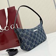 Kitlife Gucci Lady Lunetta Small Shoulder Bag Dark Blue Washed GG Denim 874743 22x14x5.5cm  - 4