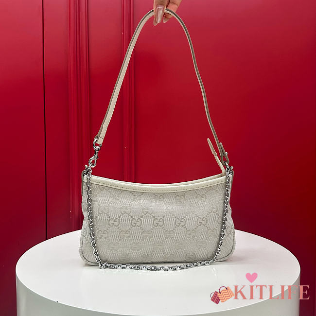 Kitlife Gucci Gossip Small Shoulder Bag White GG Canvas 875847 21x11.5x3cm  - 1