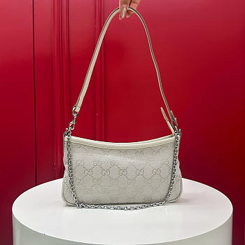 Kitlife Gucci Gossip Small Shoulder Bag White GG Canvas 875847 21x11.5x3cm 
