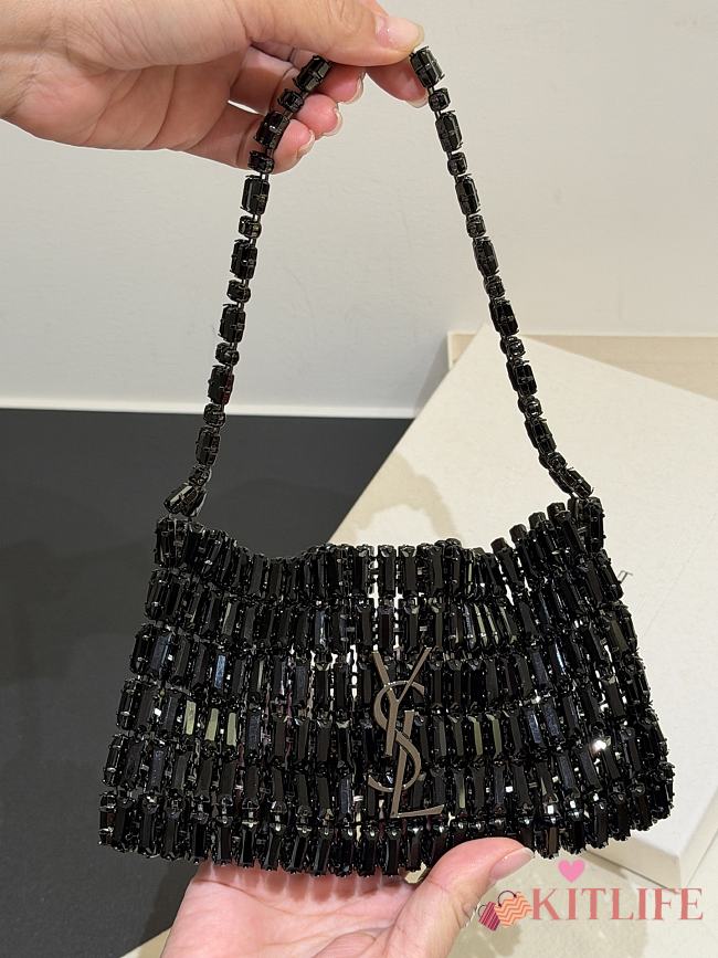 Kitlife Saint Laurent Evening Bag In Black Crystals 18x7.5x2.5cm  - 1