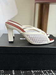 Kitlife Chanel Mesh Pointed-Toe High-Heeled Mule Sandals White - 2