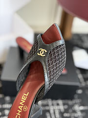 Kitlife Chanel Mesh Pointed-Toe High-Heeled Mule Sandals Black  - 3