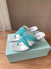 Kitlife Aquazzura Blue Reef Star Bead-embellished Leather Sandals  - 4