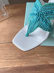 Kitlife Aquazzura Blue Reef Star Bead-embellished Leather Sandals  - 3