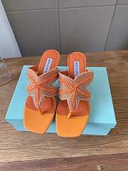 Kitlife Aquazzura Orange Reef Star Bead-embellished Leather Sandals - 1