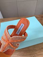 Kitlife Aquazzura Orange Reef Star Bead-embellished Leather Sandals - 5