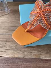 Kitlife Aquazzura Orange Reef Star Bead-embellished Leather Sandals - 4