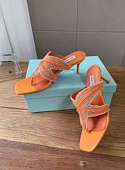 Kitlife Aquazzura Orange Reef Star Bead-embellished Leather Sandals - 2