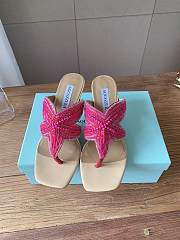 Kitlife Aquazzura Pink Reef Star Bead-embellished Leather Sandals  - 1