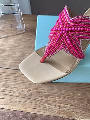 Kitlife Aquazzura Pink Reef Star Bead-embellished Leather Sandals  - 2