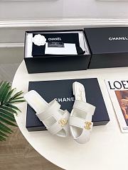 Kitlife Chanel Double C Hollow-Out Roman Flat Sandals White - 4