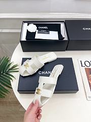 Kitlife Chanel Double C Hollow-Out Roman Flat Sandals White - 3