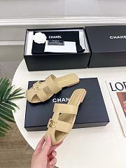 Kitlife Chanel Double C Hollow-Out Roman Flat Sandals Beige  - 3