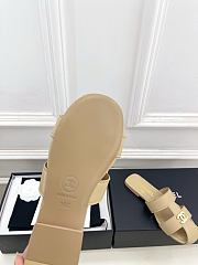 Kitlife Chanel Double C Hollow-Out Roman Flat Sandals Beige  - 4
