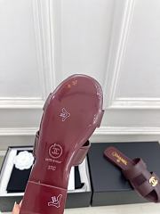 Kitlife Chanel Double C Hollow-Out Roman Flat Sandals Burgundy - 6