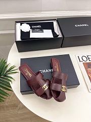 Kitlife Chanel Double C Hollow-Out Roman Flat Sandals Burgundy - 5