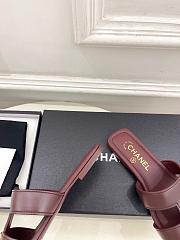 Kitlife Chanel Double C Hollow-Out Roman Flat Sandals Burgundy - 3