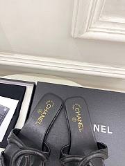 Kitlife Chanel CC Cut Out Mules Sandals Black Quilted Lambskin  - 4
