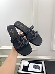 Kitlife Chanel CC Cut Out Mules Sandals Black Quilted Lambskin  - 3