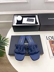 Kitlife Chanel CC Cut Out Mules Sandals Dark Blue Quilted Lambskin - 1