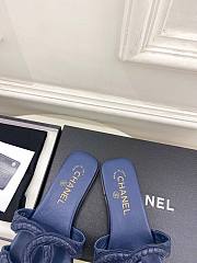 Kitlife Chanel CC Cut Out Mules Sandals Dark Blue Quilted Lambskin - 6