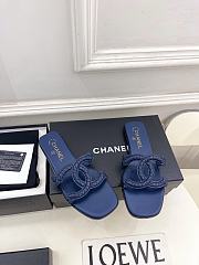 Kitlife Chanel CC Cut Out Mules Sandals Dark Blue Quilted Lambskin - 4